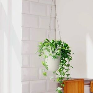 Ikea Skurar Hanging Planter Pot White Metal Indoor/Outdoor NWT Deadstock